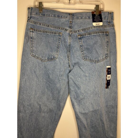 GEORGE NEW Regular Fit Jean Mens 34X30 Straight Leg Light Wash - Picture 4 of 9